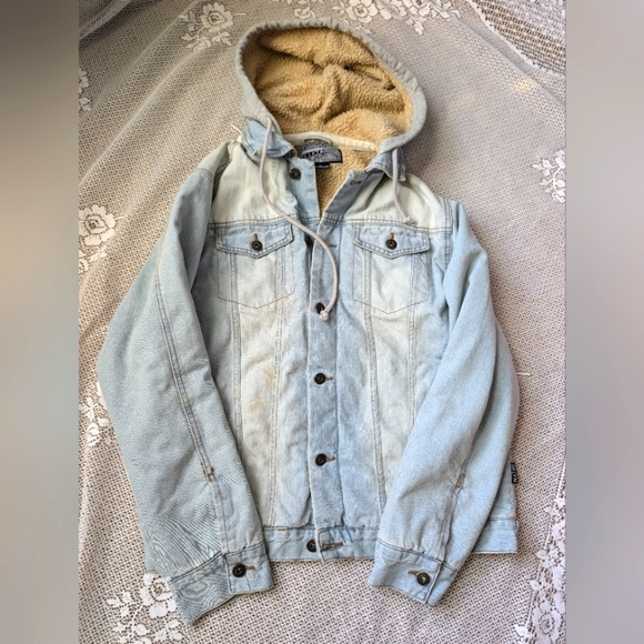Trademark Brooklyn Cloth Jacket Hooded Denim Trucker Sherpa see description - Picture 1 of 3